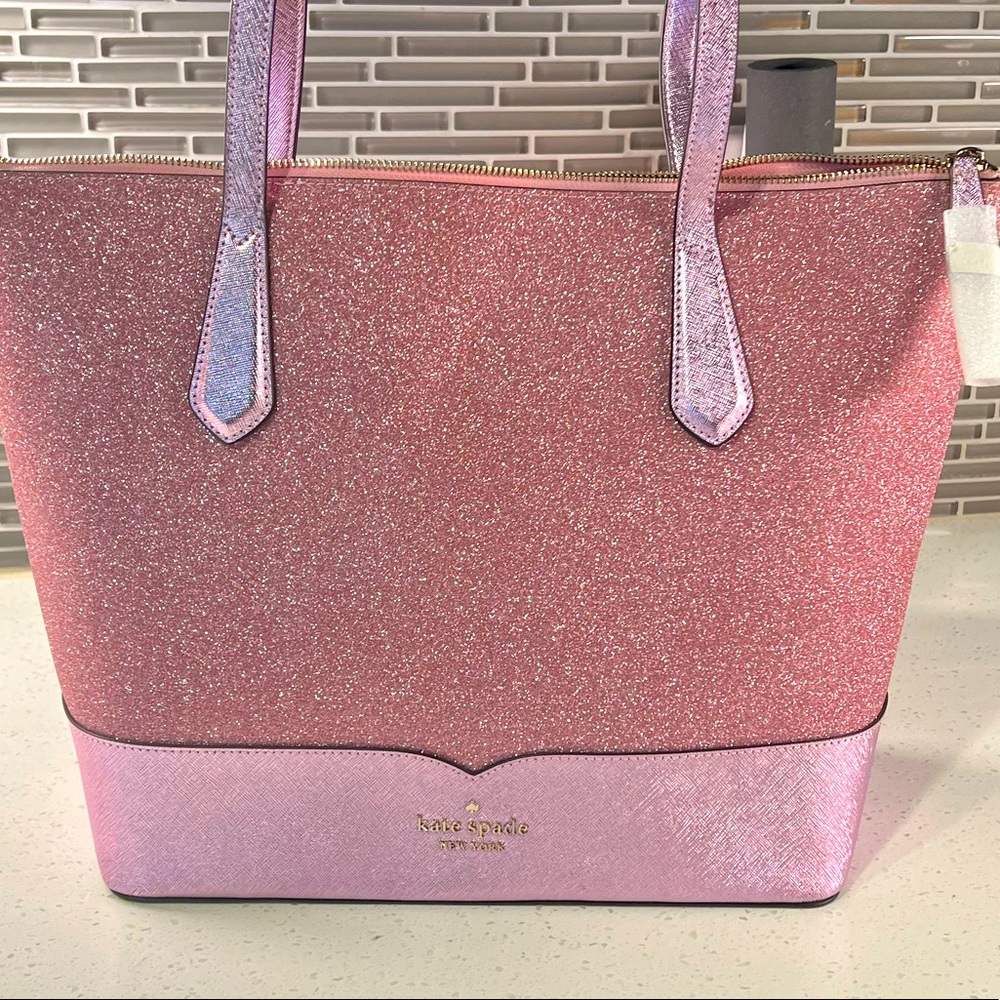Kate Spade pink glitter Lola tote